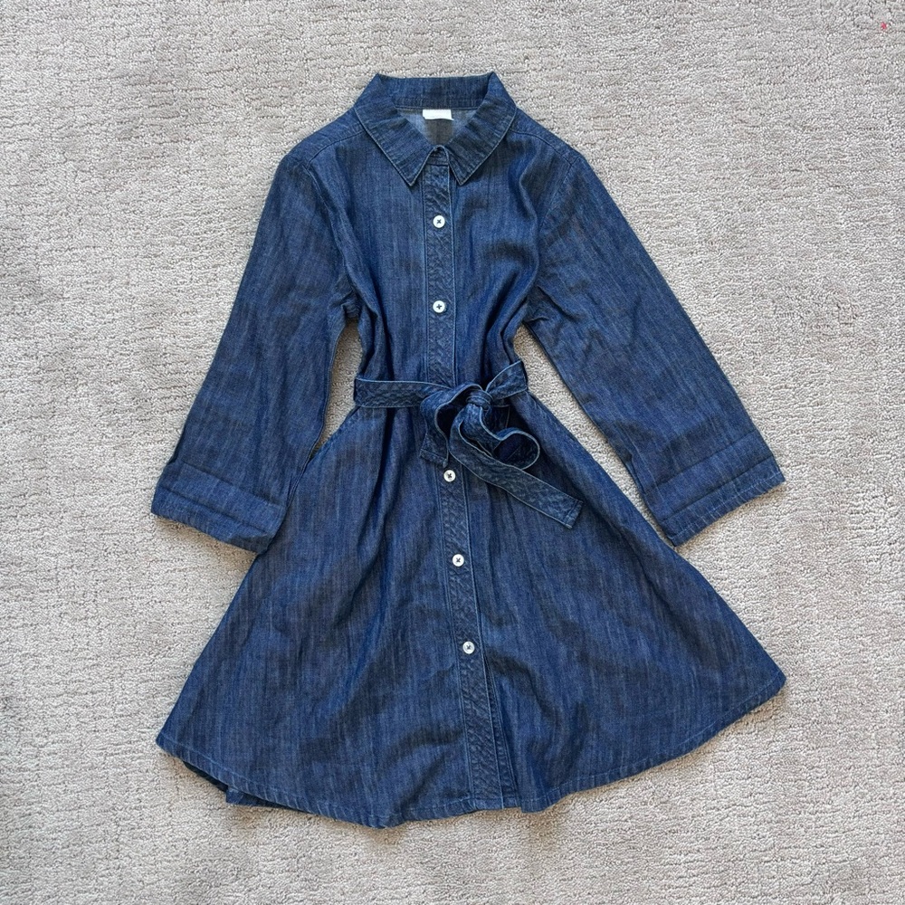 Denim button down long sleeve dress